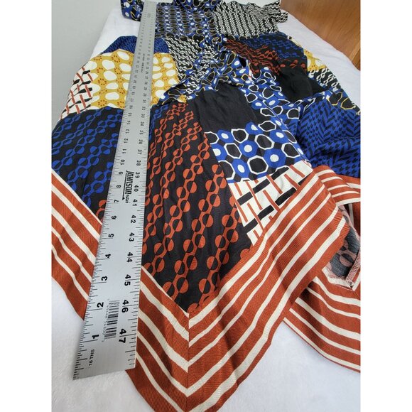 Anthropologie Maeve Contrast Midi Shirt Dress Medium Patchwork Boho Short Sleeve - Picture 9 of 9